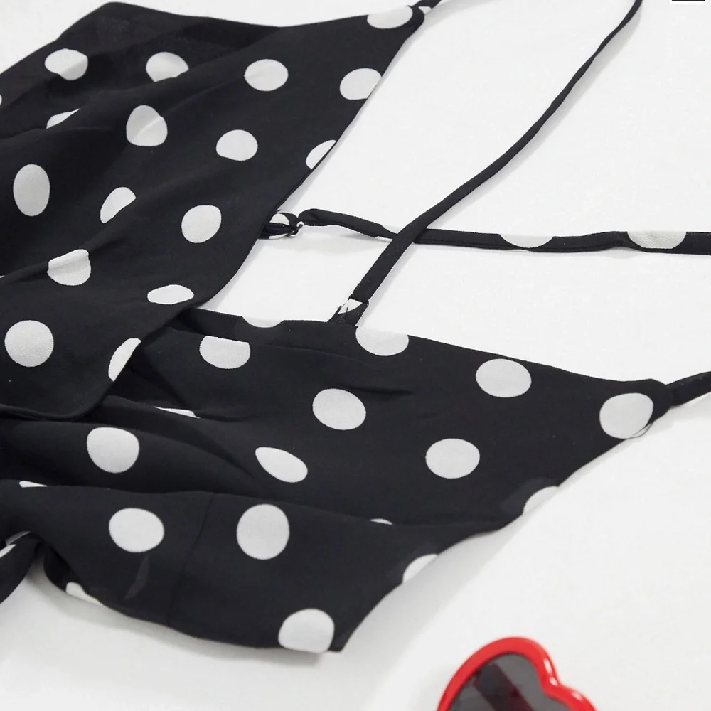 Bardot | black/white polka dot mini wrap dress - Picture 6 of 7